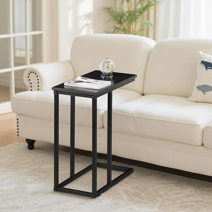 VECELO C Shaped End Side Table for Sofa Couch and Bed Snack TV Tray for Living - Image 5