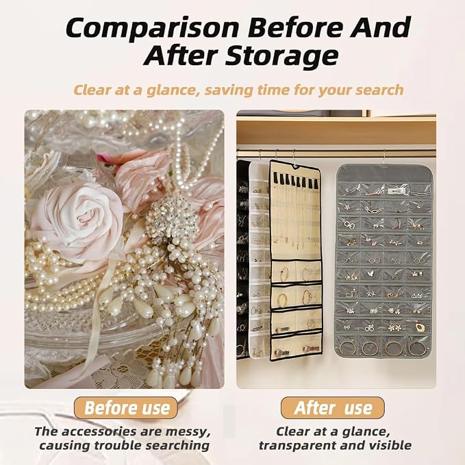 Hanging Jewelry Organizer Storage Earring Jewelry Storage Bag - Image 3