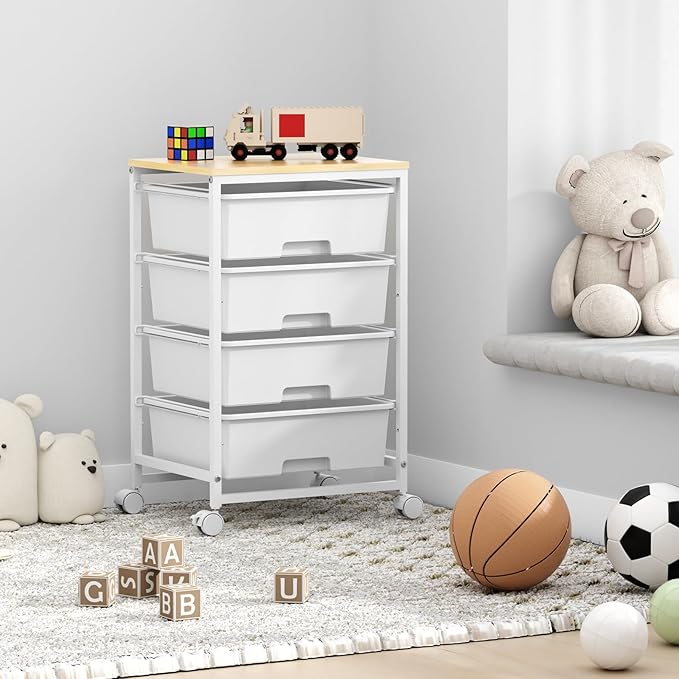 Utility Cart with 4 Drawers, 4-Tier Rolling Storage Cart Organizer - Image 6