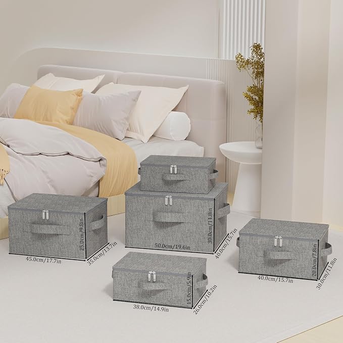 Blanket Bags with Lid, Foldable Underbed Storage Bins, Home Basket Container - Image 4