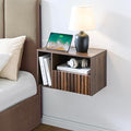 Modern Walnut Fluted Floating Nightstand by BuildHom
