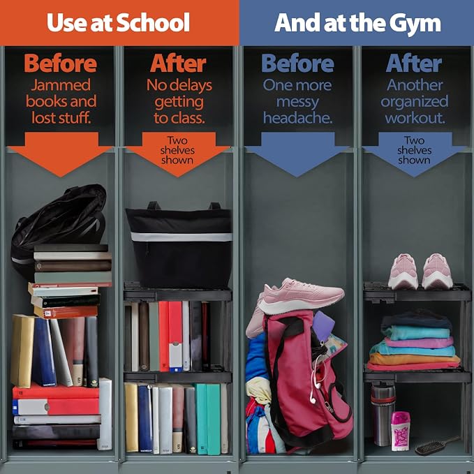 Locker Organizer Shelf， Adjustable Width and Height, Ideal Locker Shelf - Image 3