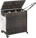 Laundry Hamper with Wheels, 39.6 Gallon Rolling Laundry Basket with Lid by Hiagnete