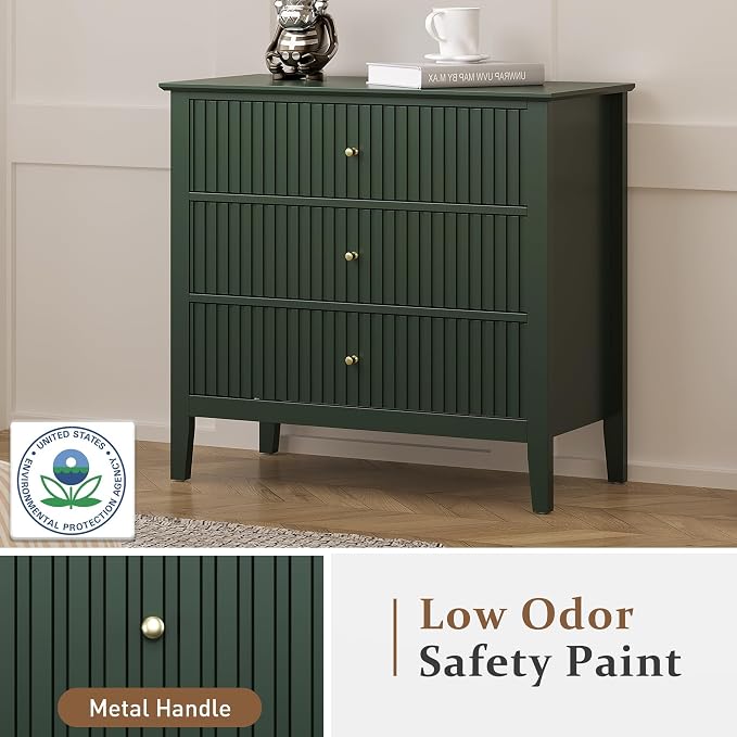 RoyalCraft Large 3 Drawer Dresser Set of 2, Fluted Chest of Drawers - Image 7