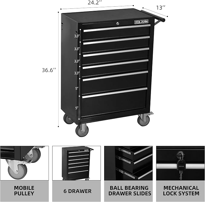 6-Drawer Rolling Tool Chest - Image 3