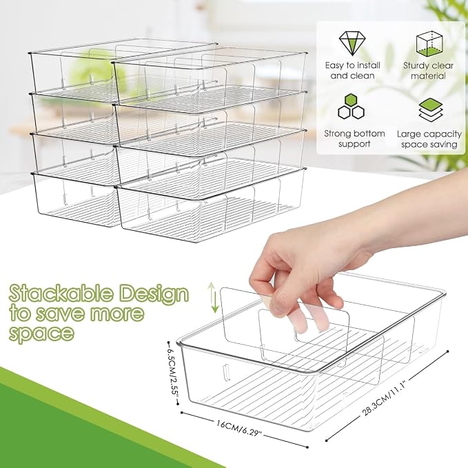 Snack Organizer for Pantry Shelf, 8 Pack Clear Plastic Pantry Storage Bins - Image 3