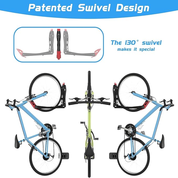 WALMANN BIKEPAL No Lifting Wall Mounted Swivel Bike Rack, Bike Wall Hangers - Image 4