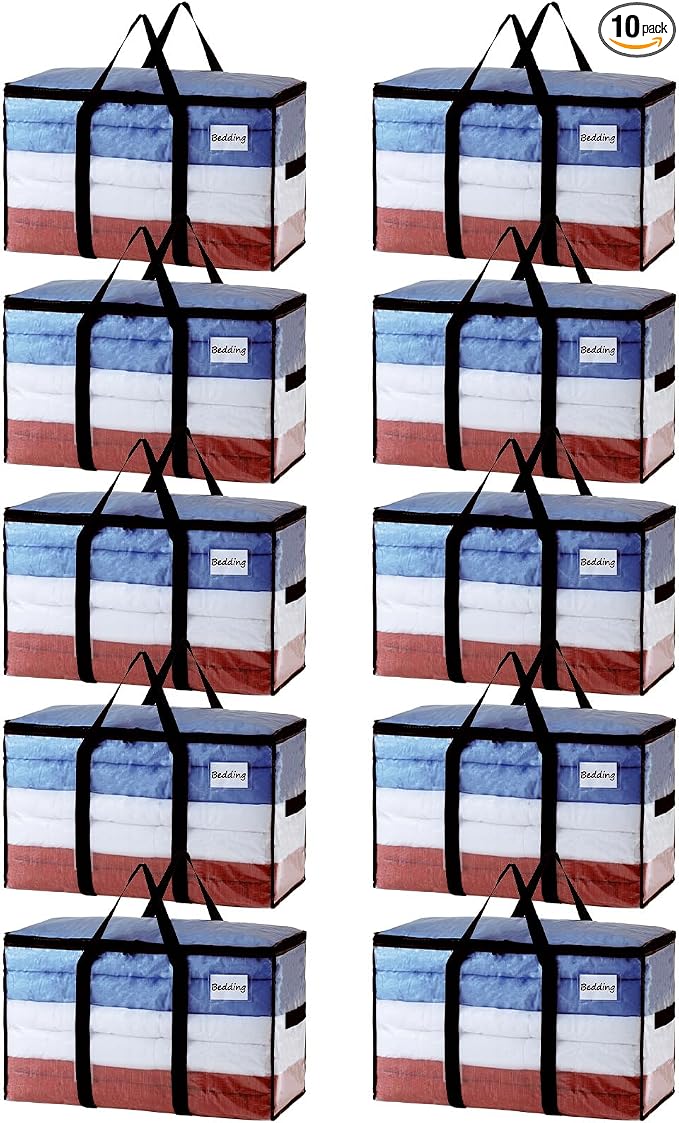 TAILI Extra Large Moving Bags, 10 Pack Clear Heavy Duty Totes by TAILI