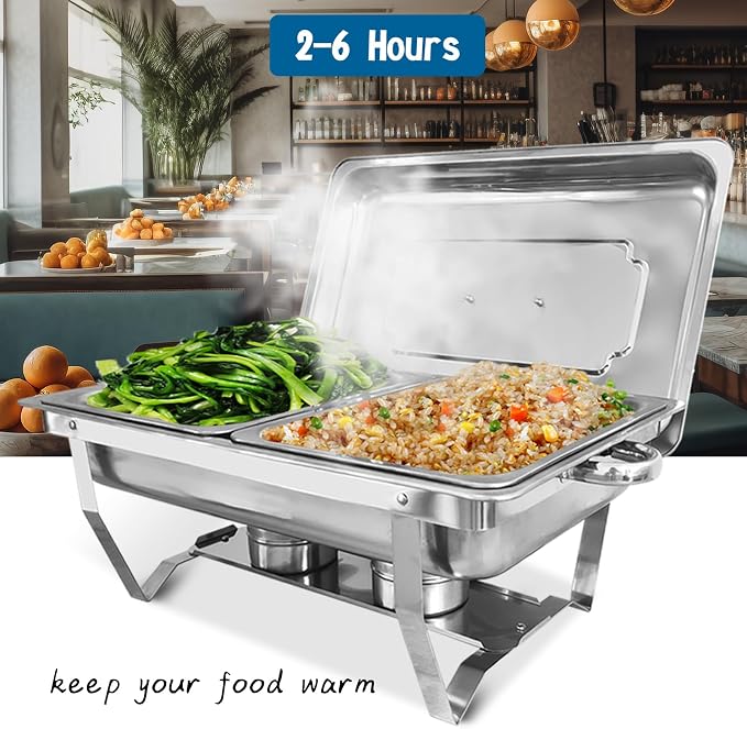 Chafing Dish for Buffet, 4 Pack Stainless Steel Chafing Servers Food Warmer Set - Image 3