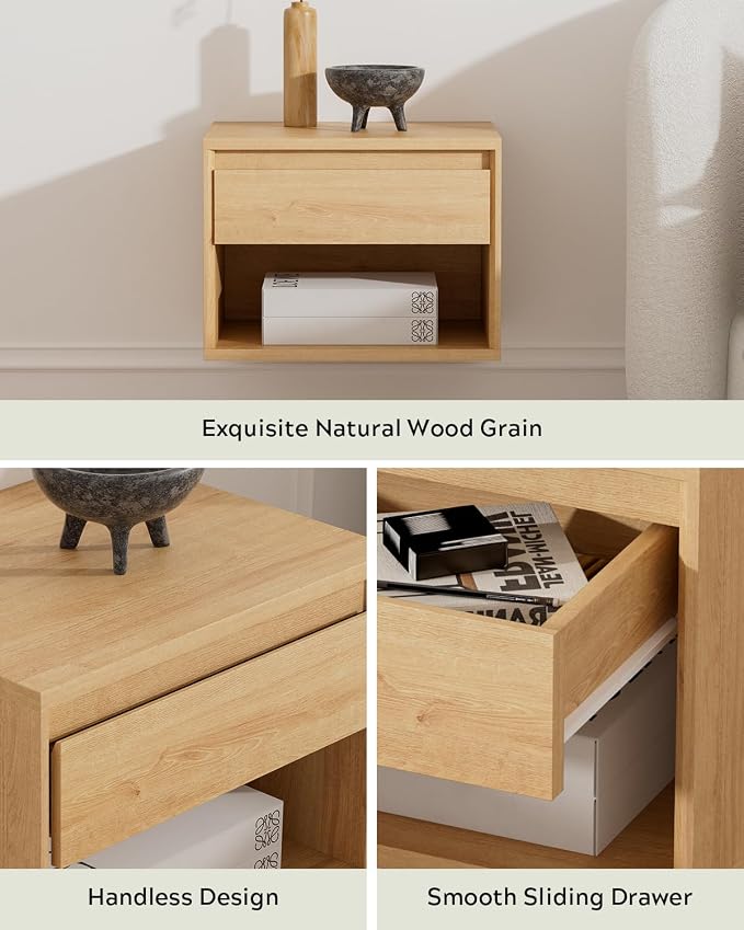 Floating Nightstand Set of 3, Wall Mounted Bedside Table - Image 4
