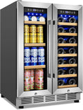 Wine and Beverage Refrigerator, 24 Inch Beverage Cooler Dual Zone by FoMup