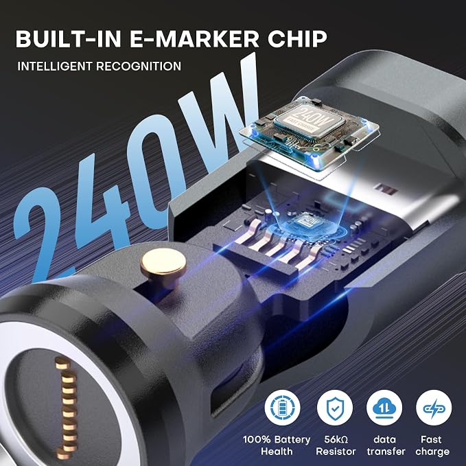 Magnetic USB C 90 Degree Adapter 240W, Can Be Type-C Cord Into Right Angle - Image 3