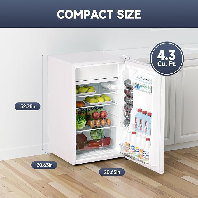 4.3 Cu.Ft Mini Fridge With Freezer, Single Door Mini Fridge w/7 Settings - Image 2