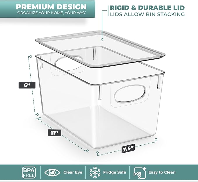 Sorbus Large Clear Plastic Storage Bins - Image 2