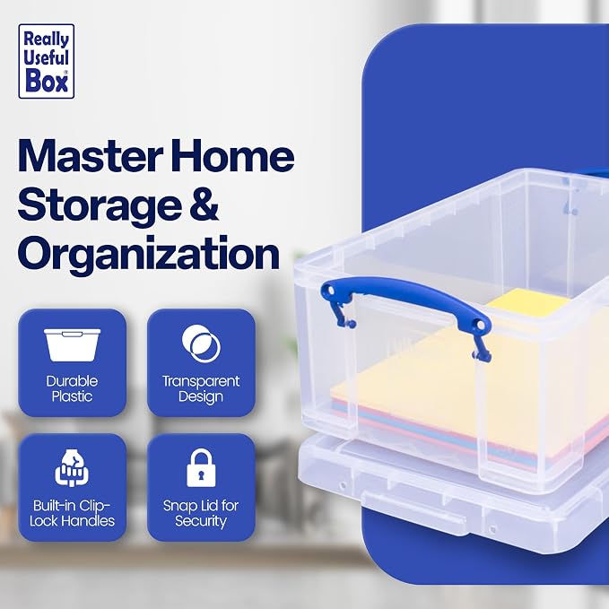 Really Useful Box Stackable 9 Liter Plastic Storage Container Bin - Image 2