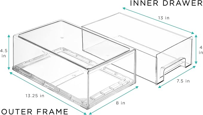 Sorbus Medium Clear Storage Drawers – Stackable Organizer Drawers - Image 4