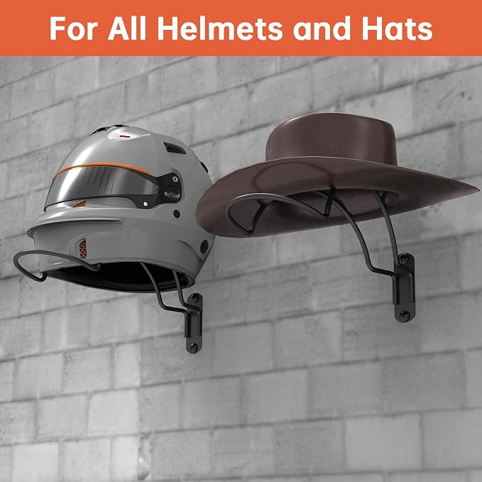 4 PCS Wall Mounted Helmet Rack Roma Helmet Holder Hook Multifunctionnal Metal - Image 2