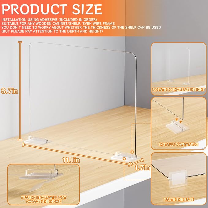Yieach 6 Pack Acrylic Shelf Dividers - Image 2