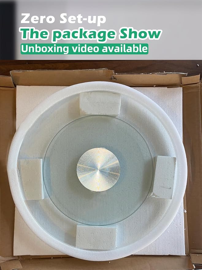 26.7 inch Lazy Susan for Table Top Tempered Glass Rotating Serving Tray for - Image 8