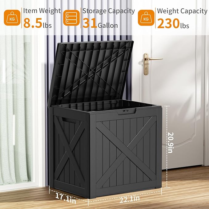 32 Gallon Deck Box, Resin Outdoor Storage Box - Image 6