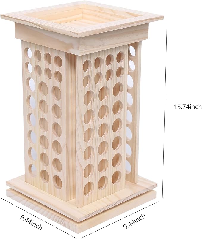 Rotating Essential Oil Rack, 104 Holes Cosmetic Display Cases, Wooden Essential - Image 5