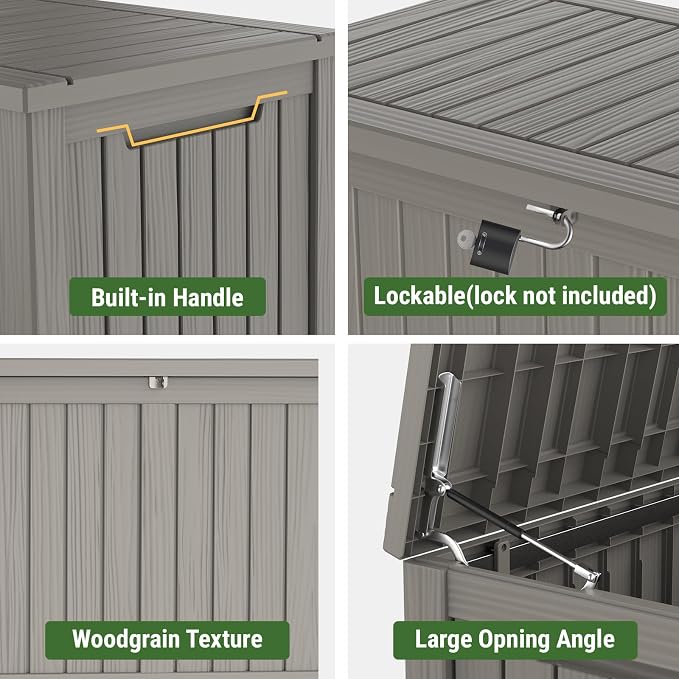 Mars Villa 180 Gallon Outdoor Storage Box Waterproof, Extra Large Resin Deck Box - Image 5