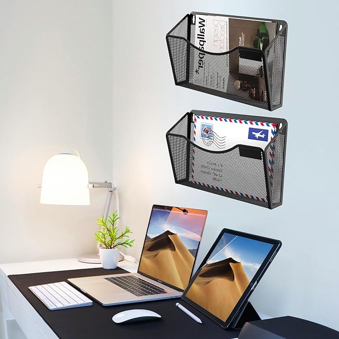6 Pack Wall File Organizer, Mesh Hanging Metal Vertical Wall Mounted File Holder - Image 5