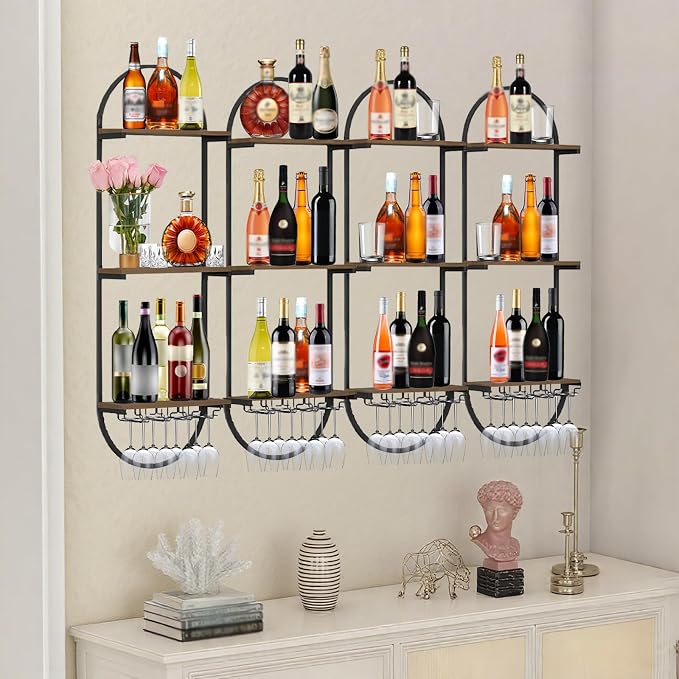 Wall Mount Wine Rack, 3-Tier Metal Oval Design Wine Rack Wall Mounted, Wine by AMHRICHO