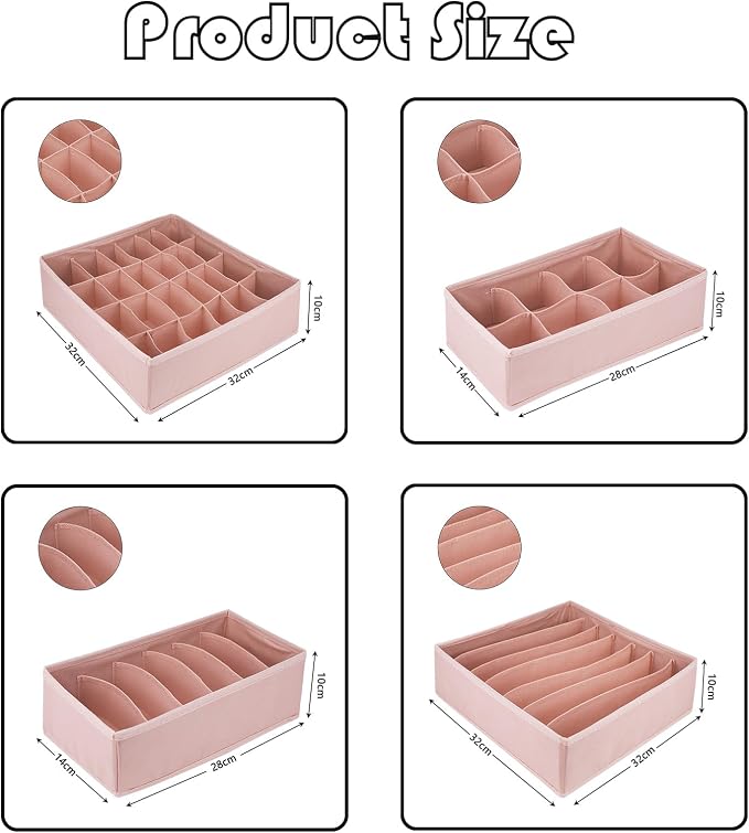 8 Pack Dresser Drawer Organizer Clothes Underwear Sock Storage Pink Foldable - Image 2
