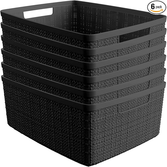 Curver Set of 6 Medium 12L Jute Decorative Plastic Organization and Storage by Curver