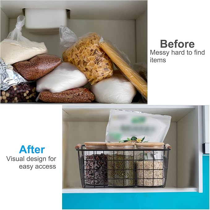 Black 2PCS Wire Storage Baskets - Image 4