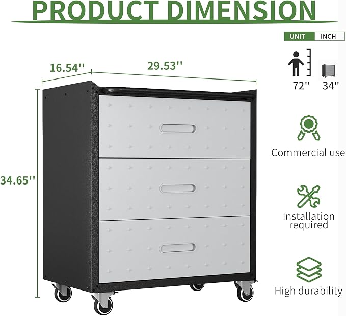 Metal Tool Cabinet, Garage Storage Cabinet System, Wall Cabinet & Locking - Image 3
