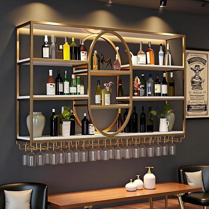 71IN Large Wall Mount Wine Rack, Metal 4 Tier Hanging Bottle Holder - Image 7
