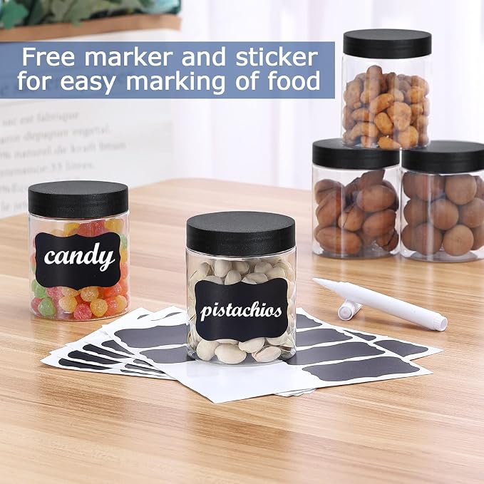 48PCS 8OZ Plastic Jars with Screw On Lids, Labels Refillable Empty Round Slime - Image 6