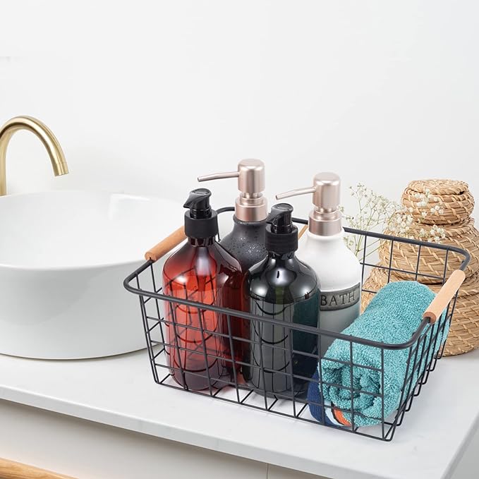Black 2PCS Wire Storage Baskets - Image 3