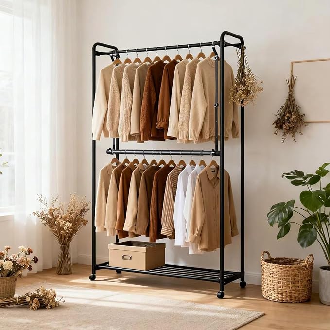 Adjustable Closet Rods for Hanging Clothes 2 Pack Heavy Duty Closet Extender - Image 2