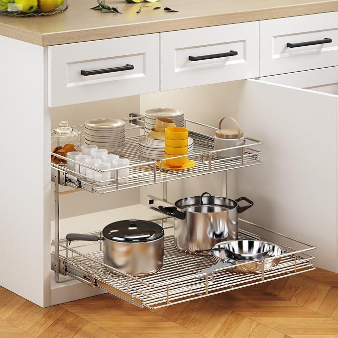 2 Tier Individual Pull Out Cabinet Organizer 28½" W x 21½" D, Heavy Duty - Image 5
