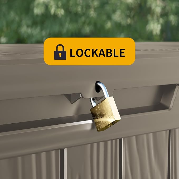 150 Gallon Outdoor Storage Box Waterproof Lockable Resin Deck Box Large - Image 5