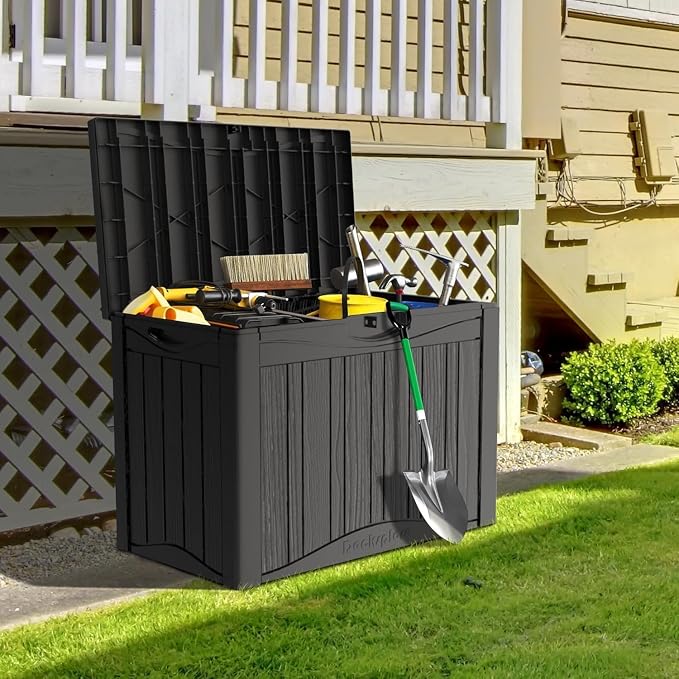 45 Gallon Resin Deck Box, Waterproof Outdoor Storage Box - Image 2