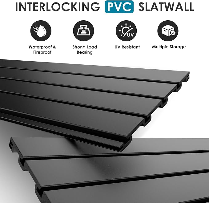 PVC Slat Wall Paneling 2x4 ft, Garage Organizer Storage System, Heavy Duty Wall - Image 2