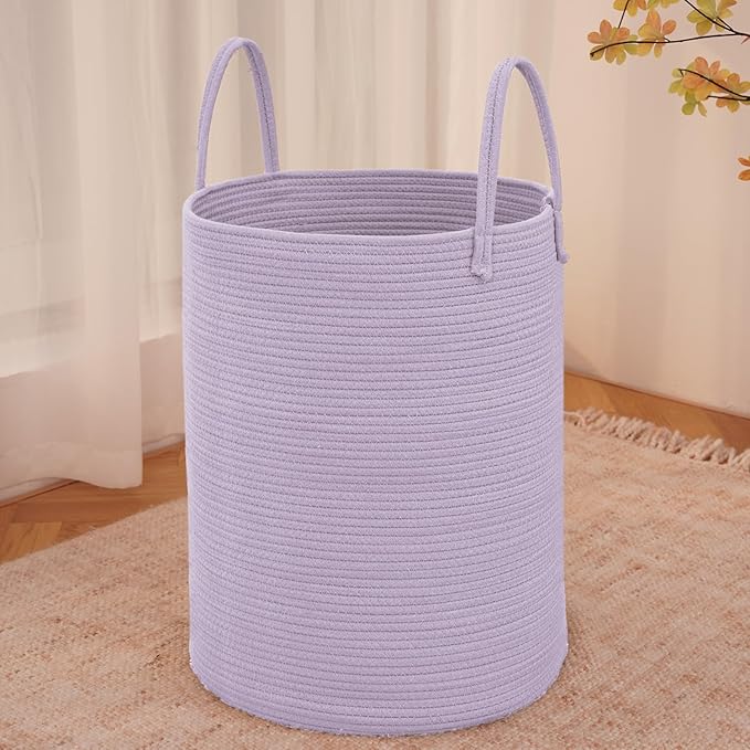 Large Woven Laundry Basket Hamper, 100L Cotton Rope Storage Bin by JMvicyroam