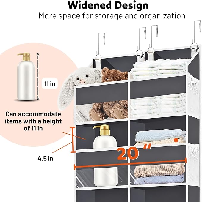2 Pack Over the Door Organizer 5 Tiers, Extra Large Behind Door Storage of 10 - Image 4