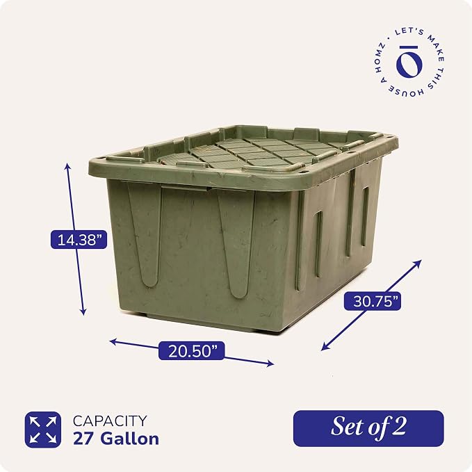 HOMZ 2-Pack Durabilt Tote, Heavy Duty Plastic Storage Bins - Image 4