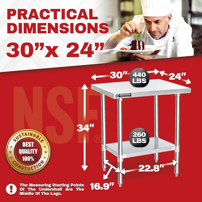 DuraSteel 30x24 Small Stainless Kitchen Island - Image 6