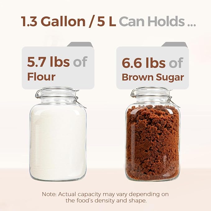 ComSaf Rice Container 5L, Flour Sugar Storage Containers, Glass Jars - Image 3