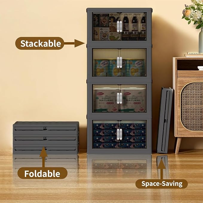 Stackable Storage Bins Wheel, Large Collapsible Closet Organizer - Image 4