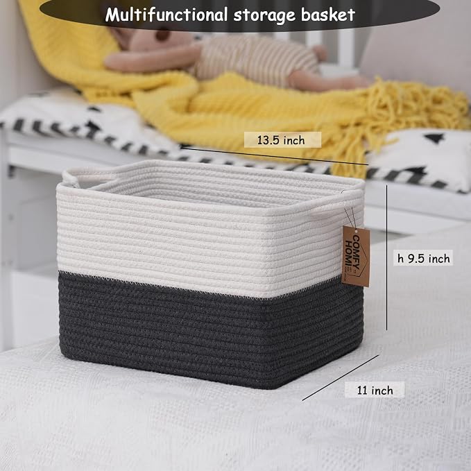 COMFY-HOMI 3PACK Cotton Rope Square Basket - Image 4