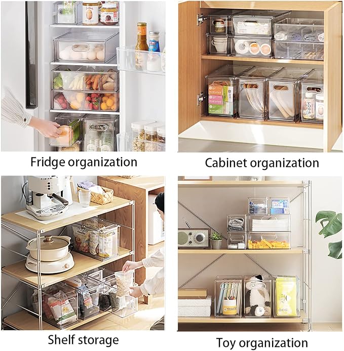 MineSign 4 pack Stackable Refrigerator Organizer Bins Pull-Out Drawers - Image 6
