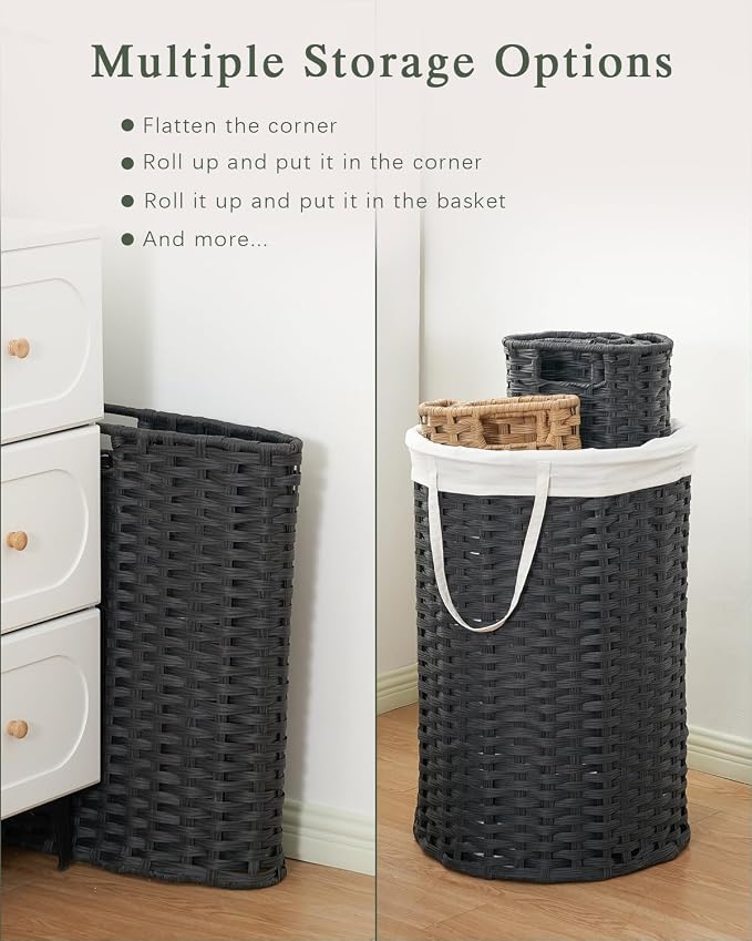 Large Laundry Hamper Laundry Basket Round 34.3 Gal Handwoven Wicker Laundry - Image 5