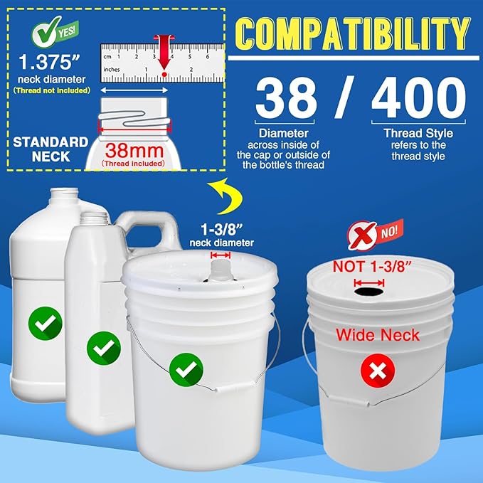 2 Pack 5 Gallon Pump Dispenser 38-400 1 oz Dispenser Pump - Image 3
